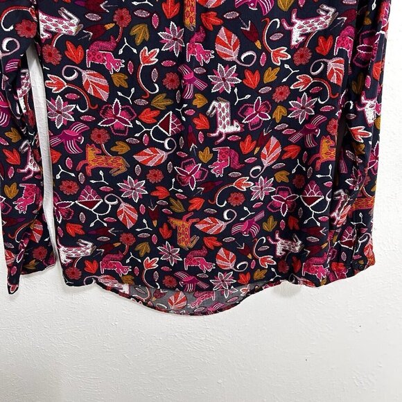 Anthropologie Maeve Primitive Animal Print Nature Artsy Novelty Blouse Size 2 - Picture 7 of 11